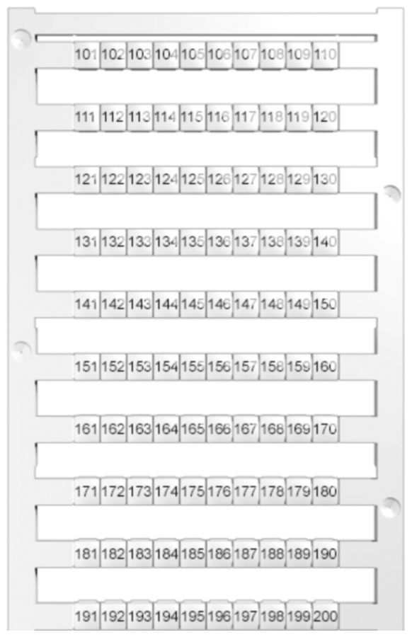Striscia di marcatura cifre orizzontale 5mm bianco numero da 101…200