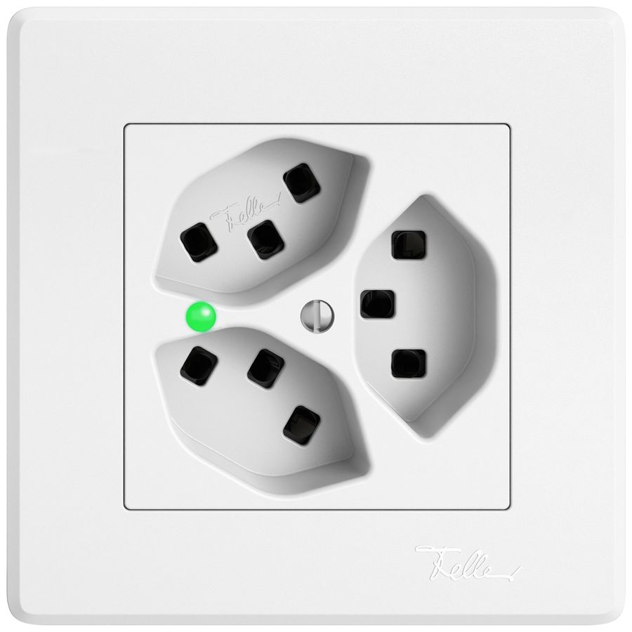 UP-Steckdose EDIZIO.liv SNAPFIX® 3×T23 mit LED grün ws