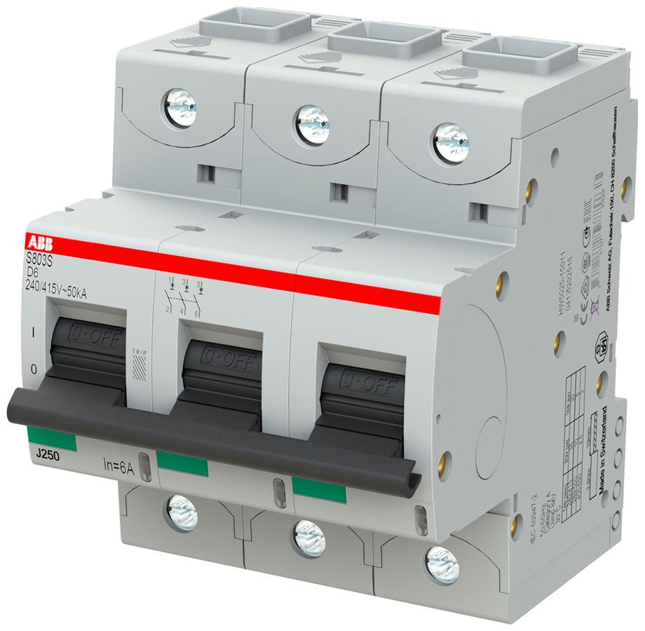 Leitungsschutzschalter ABB S803S-D6 3P 400V D-6A 50kA 4.5TE