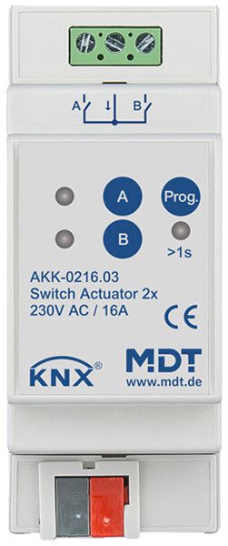 Actionneur-commutateur KNX AMD MDT AKK-0216.03 2-can 16A 230VAC 2UM