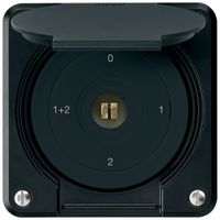 UP-Steckschlüsselschalter robusto IP55 mit Klappdeckel S1/1P schwarz Kombi 4kt