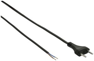 Apparate-Flachkabel Tdf 2×1mm² 5m schwarz Stecker T11