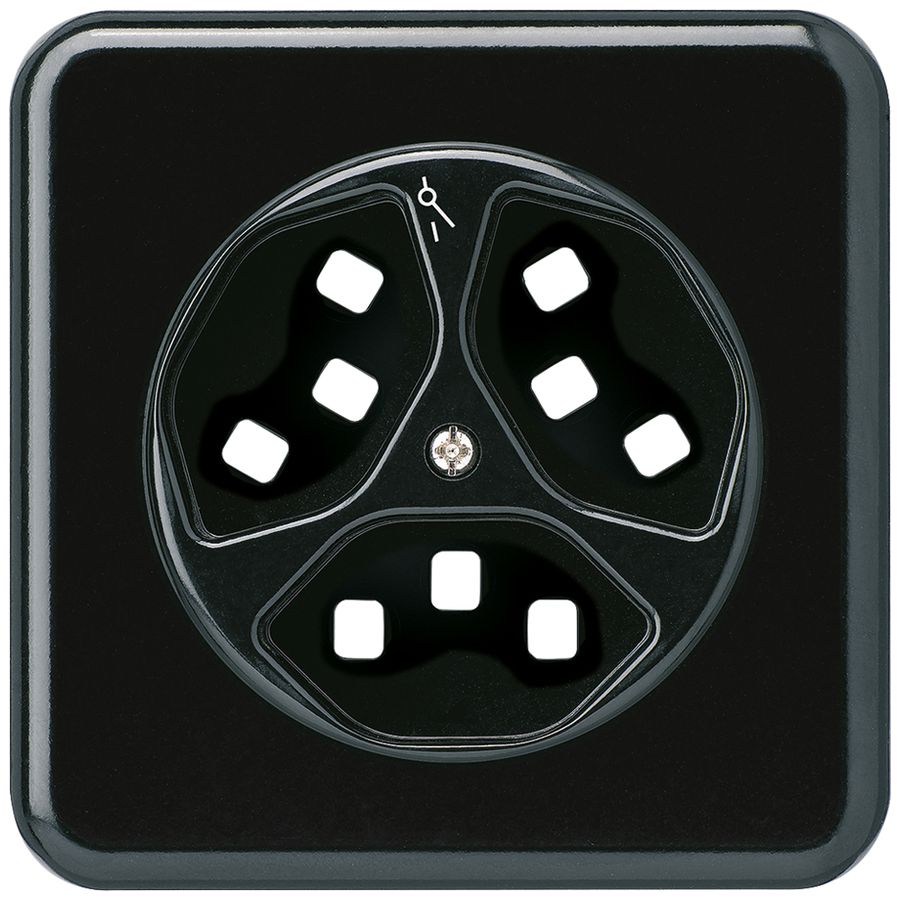 UP-Frontset zu Steckdose Hager basico 3×Typ 23 1×S G schwarz