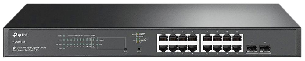 Switch TP-Link Omada SG2218P 16×RJ45 GbE 2×SFP GbE 16×PoE+ managebar