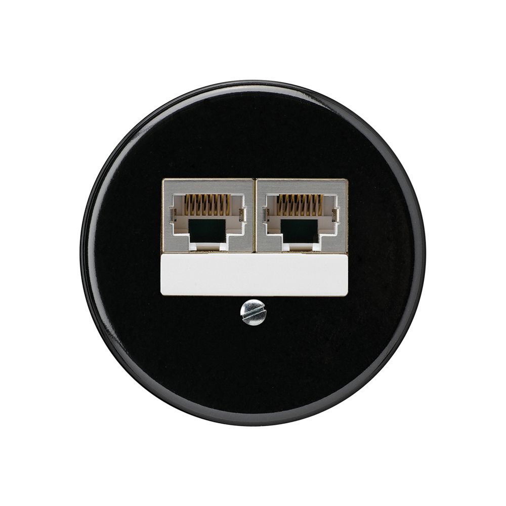 Einsatz zu UP-Dose basico 2×RJ45s parallel schwarz