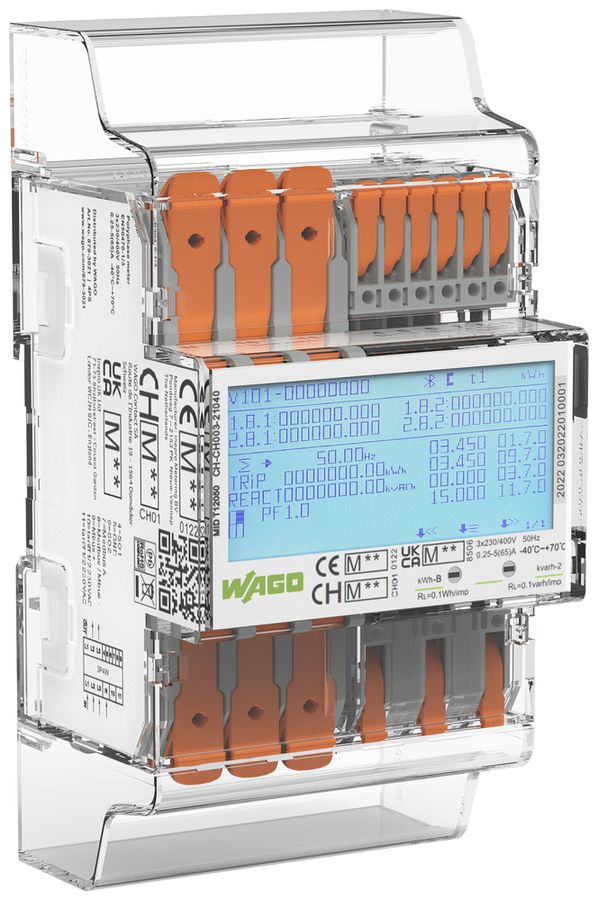 Energieverbrauchszähler WAGO 3×230/400V MID METAS Modbus M-Bus 4PS
