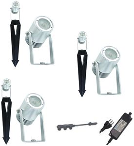 LED-Spiessleuchte KOLIBRI Set à 3Stk, 24VDC, 3W, 100lm, 2700K, IP67, Al eloxiert