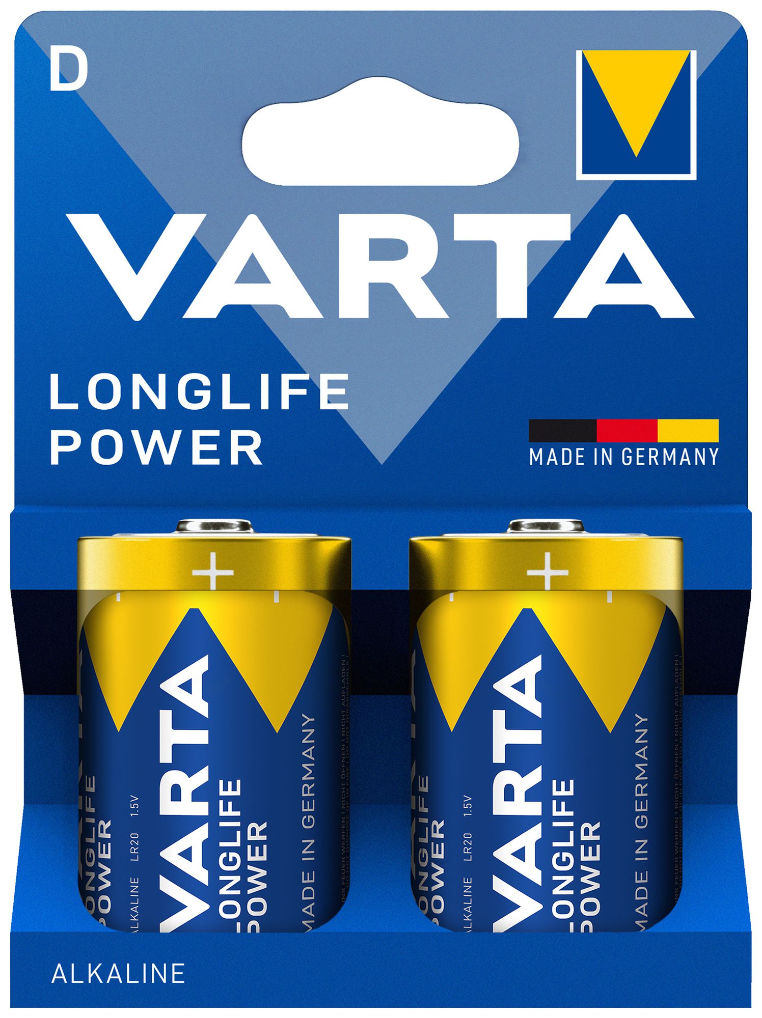 Batteria VARTA Consumer Longlife Power D alcalina al Mn 1.5V blister a 2 pezzi
