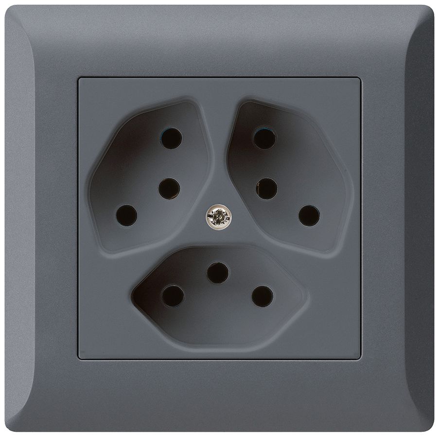 UP-Steckdose kallysto.line 3×T13 anthrazit mit Kinderschutz