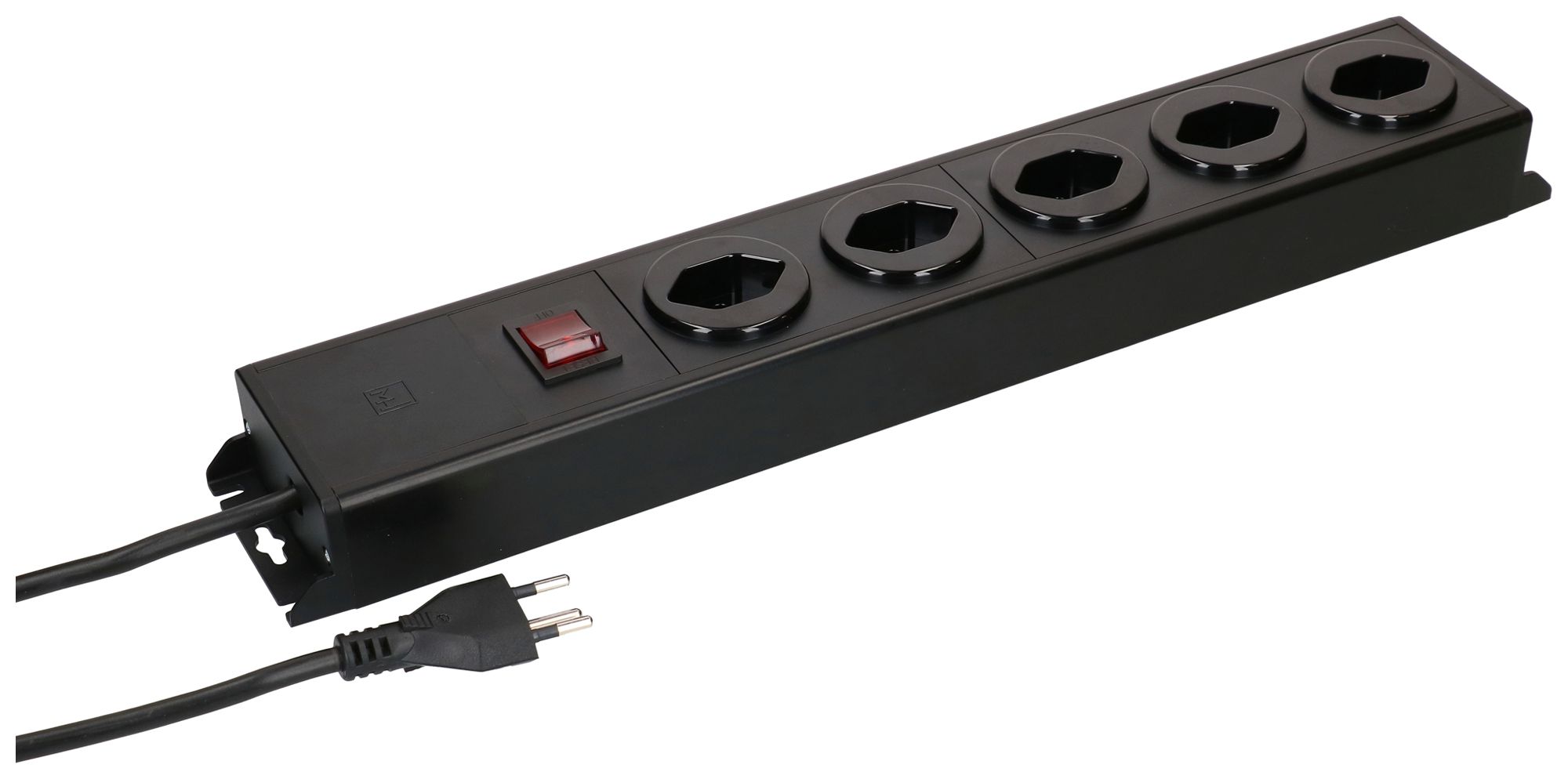 Prise multiple MH POWER LINE 10A interrupteur 5×T13 1.5m noir-noir