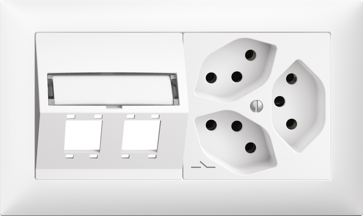 UP-Kombination Edue 1x2, Montageset 2×R&M + Steckd. 3×T13 1×S ws