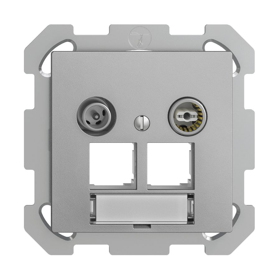 Prise multimédia ENC EDIZIOdue FM EASYNET 11dB, p.2×RJ45 S-One, silver