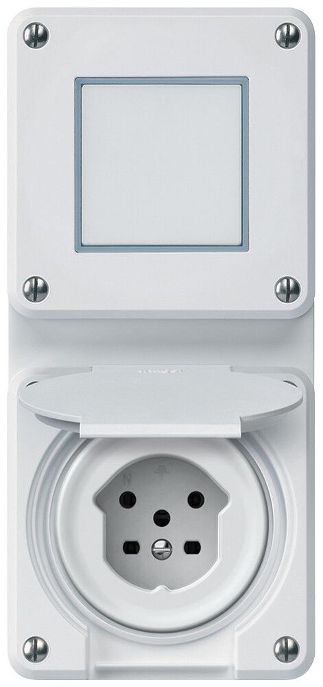 UP-Kombination robusto Wechselschalter Steckdose T15 86×146mm weiss