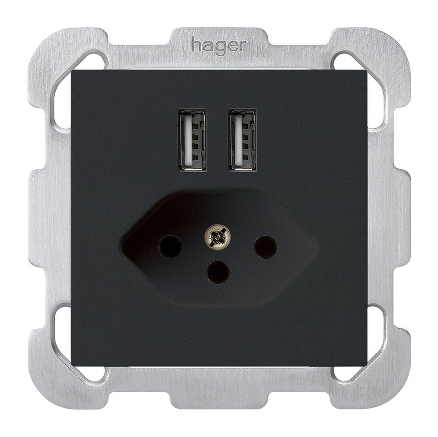 Presa INC 2×USB & T13 kallysto B 2400mA nero