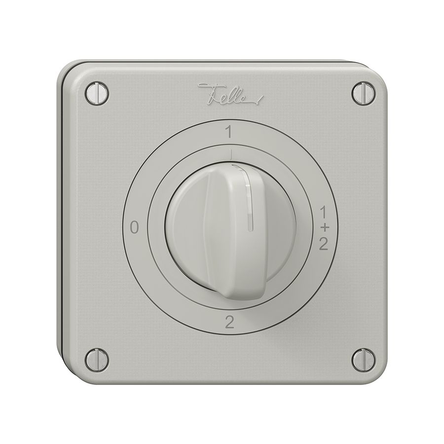 Interrupteur rotatif NUP NEVO, 1/1 L, avec manette, KS, 0-1-1+2-2, gris clair