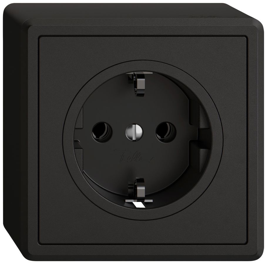 AP-Steckdose EDIZIO.liv SNAPFIX® SCHUKO 16A 230V 74×74mm schwarz