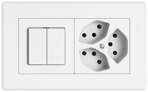 UP-Kombination EDIZIO.liv SNAPFIX® 1×2 96×156mm Schema 1/3+3/1L+3×T13 weiss