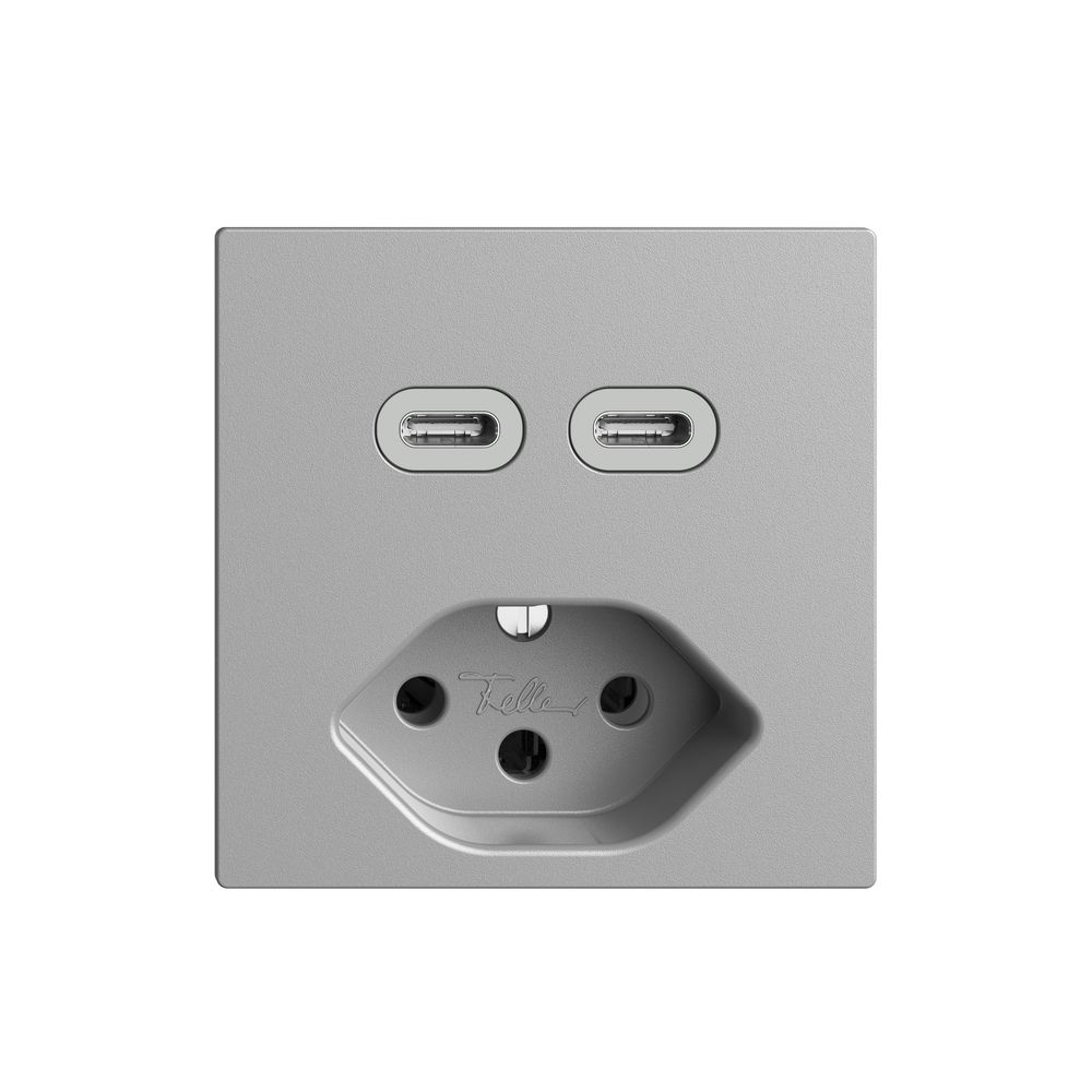 Prise USB 2×type C + type 13 Feller EDIZIOdue F 230V 3000mA silver