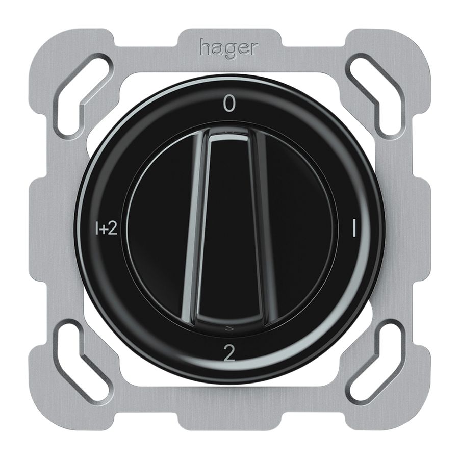 UP-Drehschalter origin Serienschalter 1/1L 16A 250V 0-1-2-1+2 77×77mm schwarz