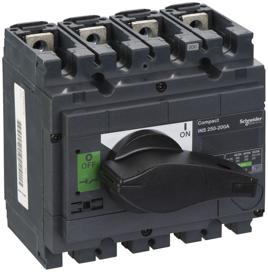 Interupteur de charge Schneider Electric INS 4L 200A avec poignée rotative noir