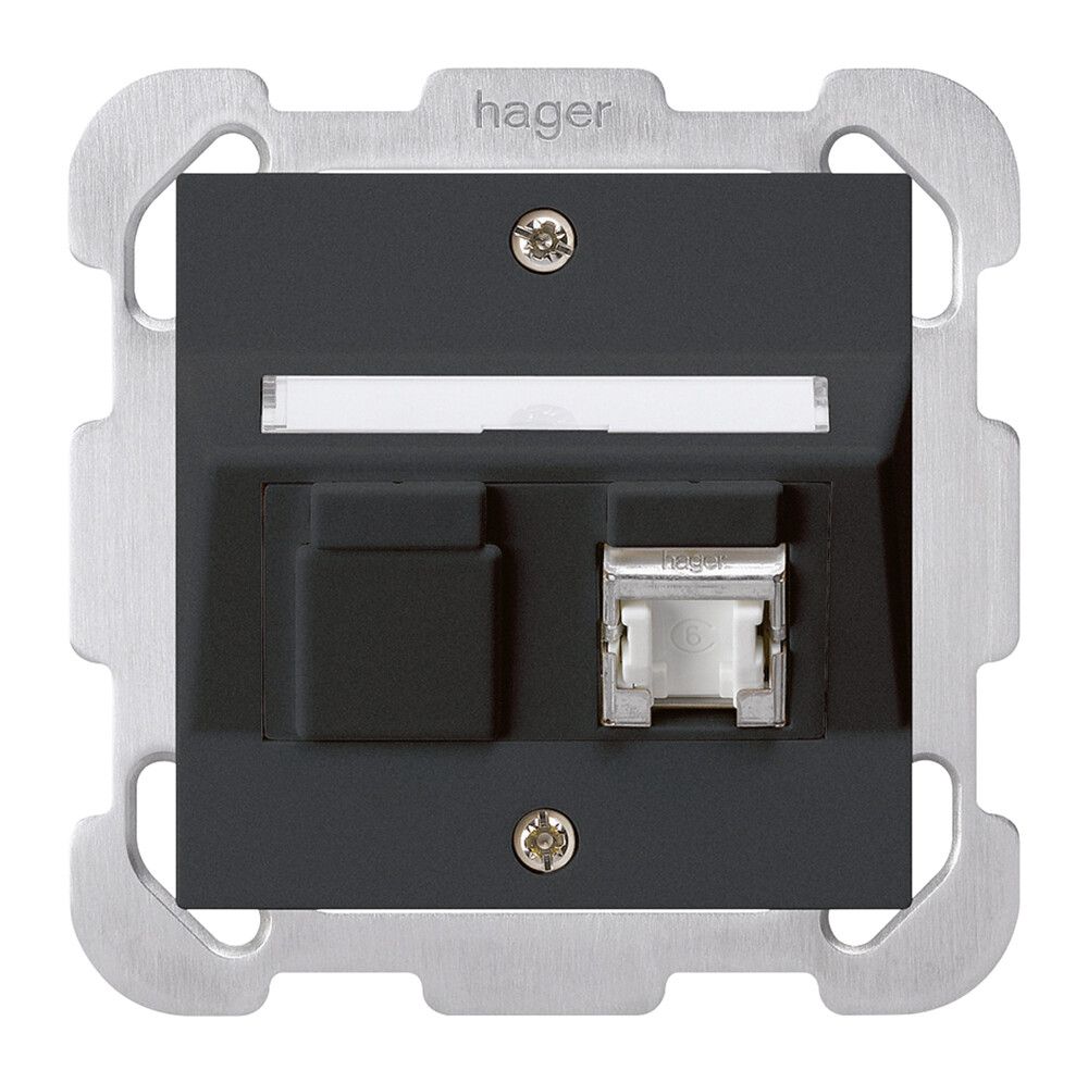 UP-Montage-Set kallysto B Kat.6 1RJ45/s schwarz