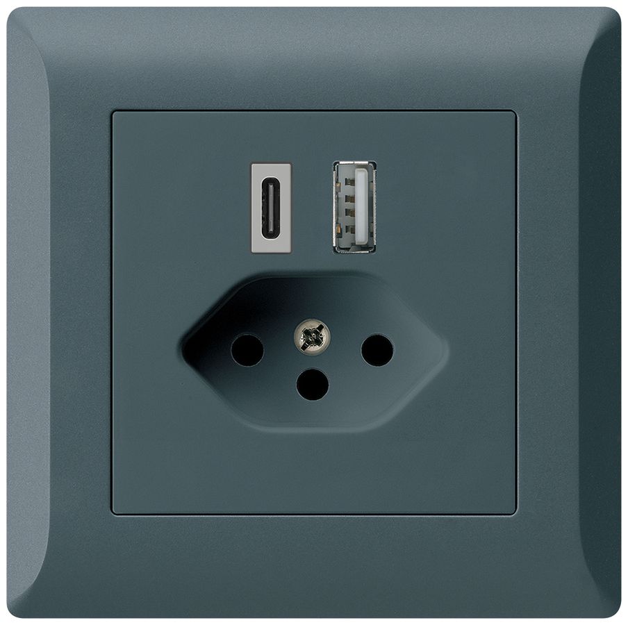 Prise de charge USB ENC kallysto.line 18W PD 1×type A 1×type C T13 anthracite