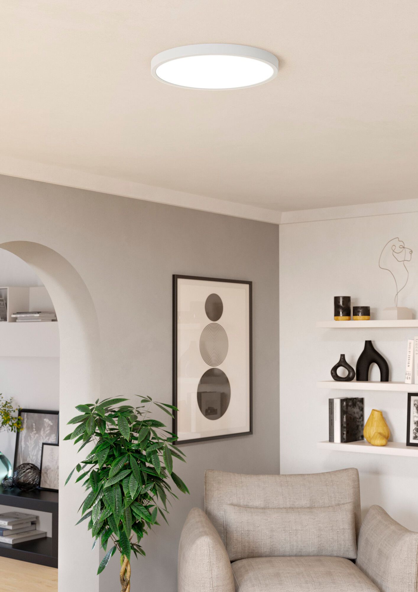 LED-Deckenleuchte Eglo FUEVA 21W 0…2850lm 2700…6500K IP44 DIM Ø389×25mm weiss