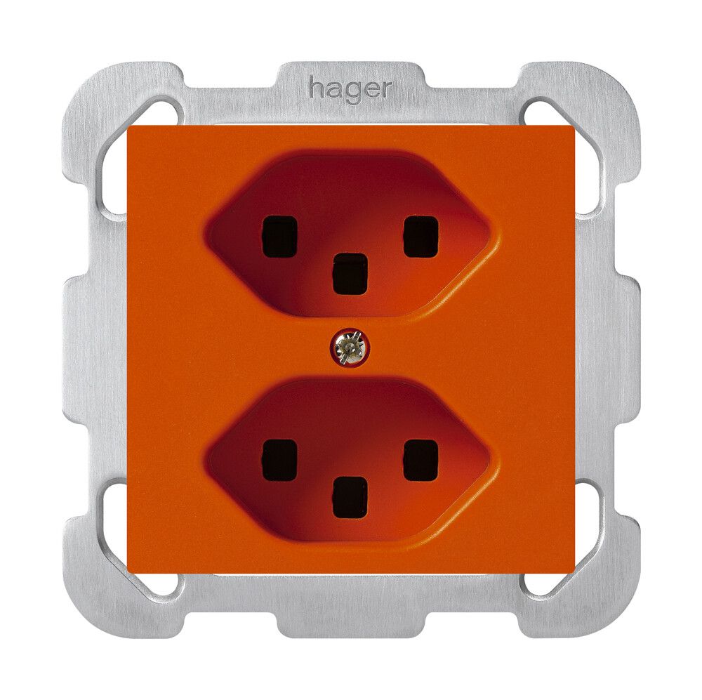 UP-Steckdose kallysto 2×T23 orange mit Steckklemmen