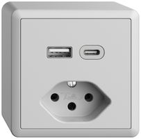 AP-Steckdose USB Typ A+C + Typ 13 Feller EDIZIOdue FX54 230V 3000mA hellgrau