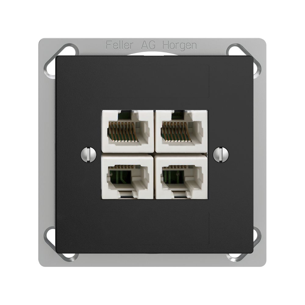 EB-Dose 4×RJ45/u 4P getr. EDIZIOdue schwarz ITplus