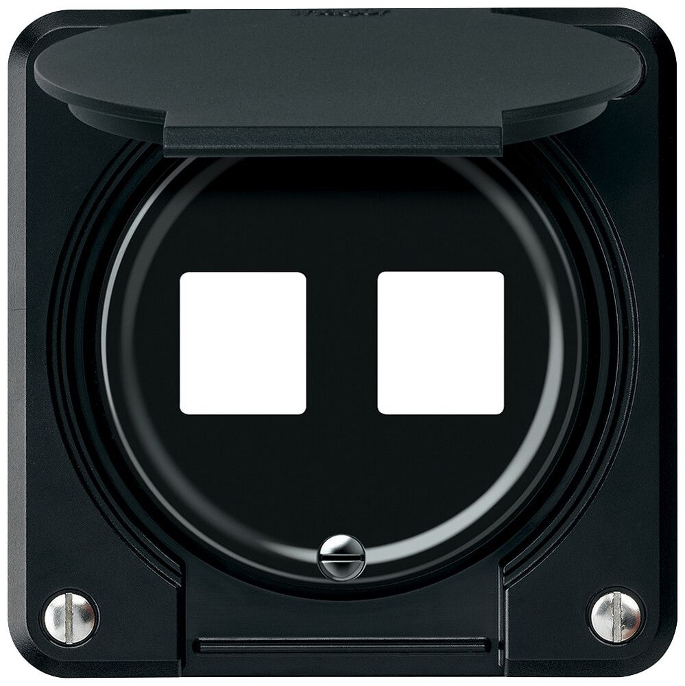 UP-Montageset robusto gerade für 2 Buchsen 86×86mm schwarz