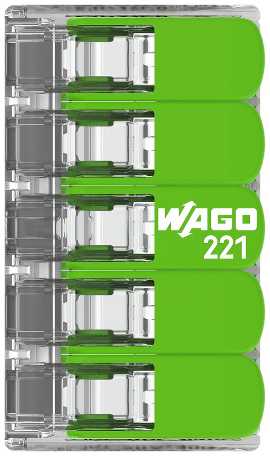 Borne pour boîte WAGO 221-425 avec levier en box 25×5L 0.2…4mm² 32A 450V vt