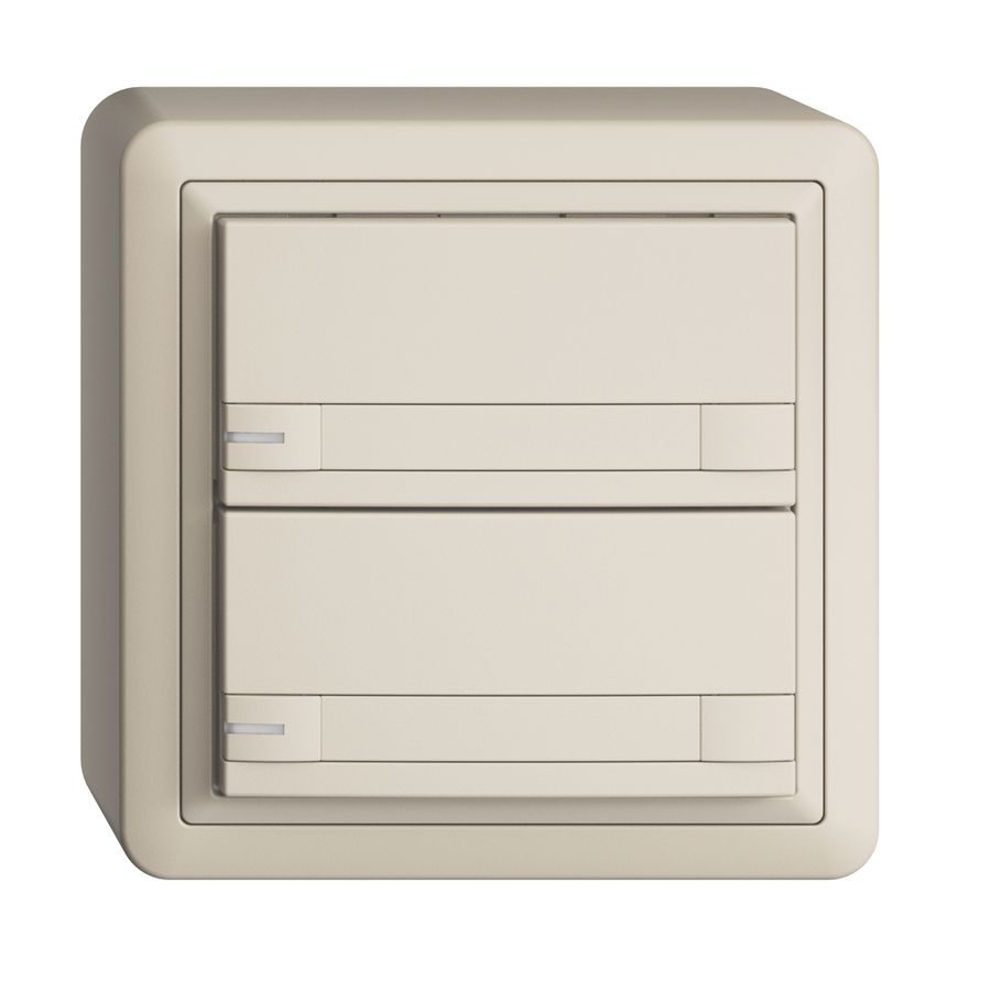 Poussoir KNX RGB AP EDUE, 250mW, a.LED RGB, papier, 2×poussoir, C.2×T., crema