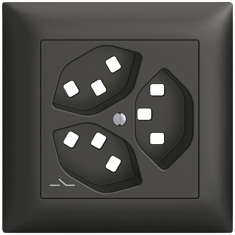 Kit montaggio INC Feller EDIZIOdue, per presa 3×T23 1×separato, nero