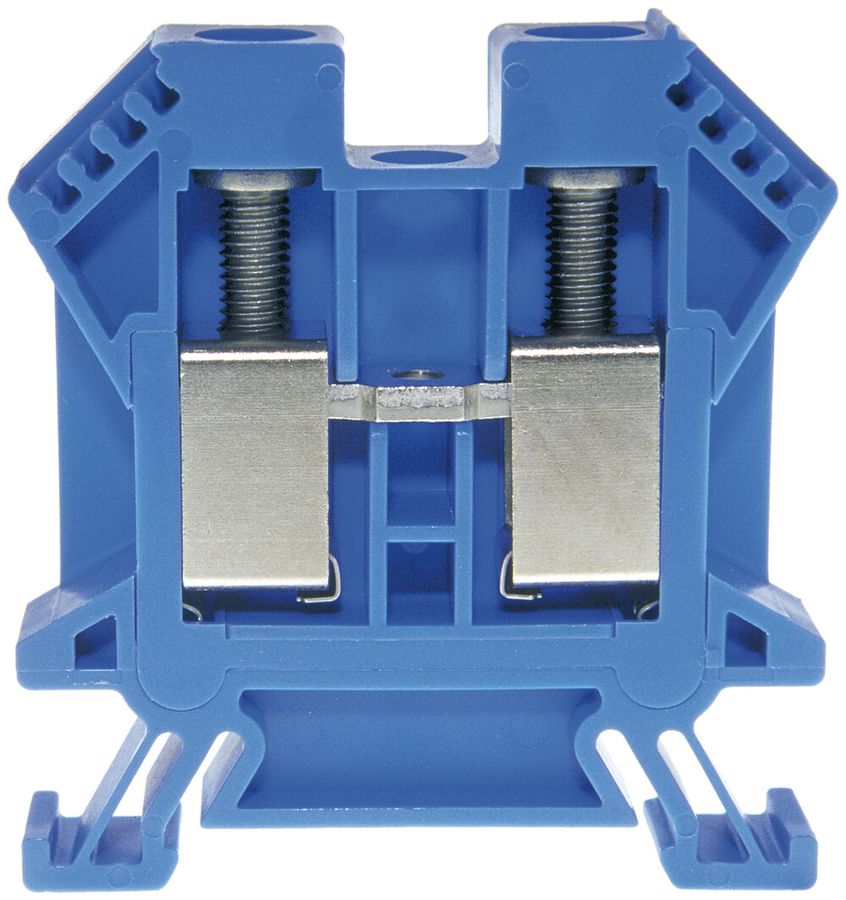 Borne de passage joignable Woertz Ex 6…16mm² 76A 1000V vis 2×1 rail DIN 35mm bl