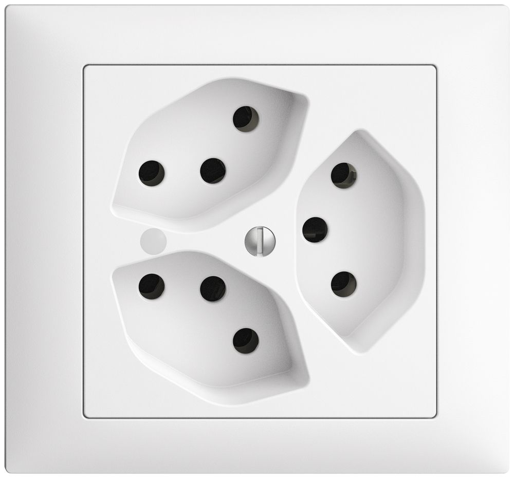 EB-Steckdose EDIZIOdue 3×T13 weiss mit LED grün