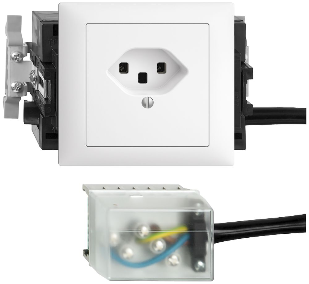 Prise INC EDIZIOdue T23 L2 blanc 53mm Snap pour câble pl.powerbus