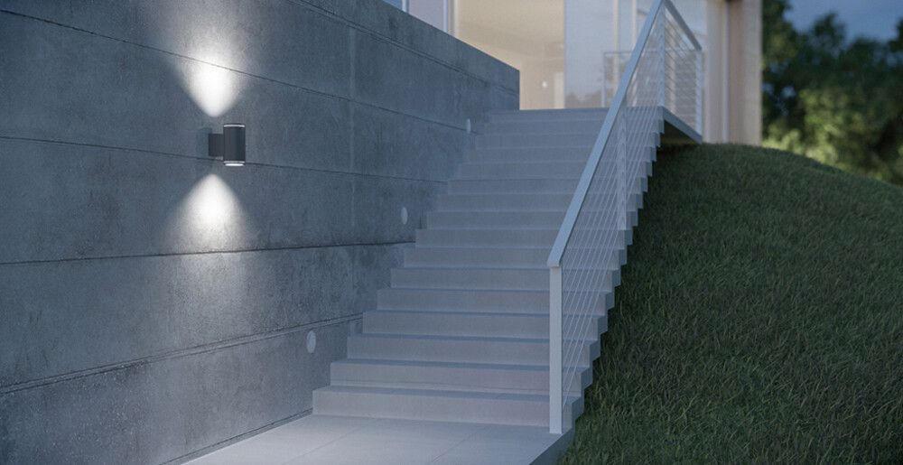 Lampada a muro LED ESYLUX ALVA 8W 3000K 2×28° antracite IP65