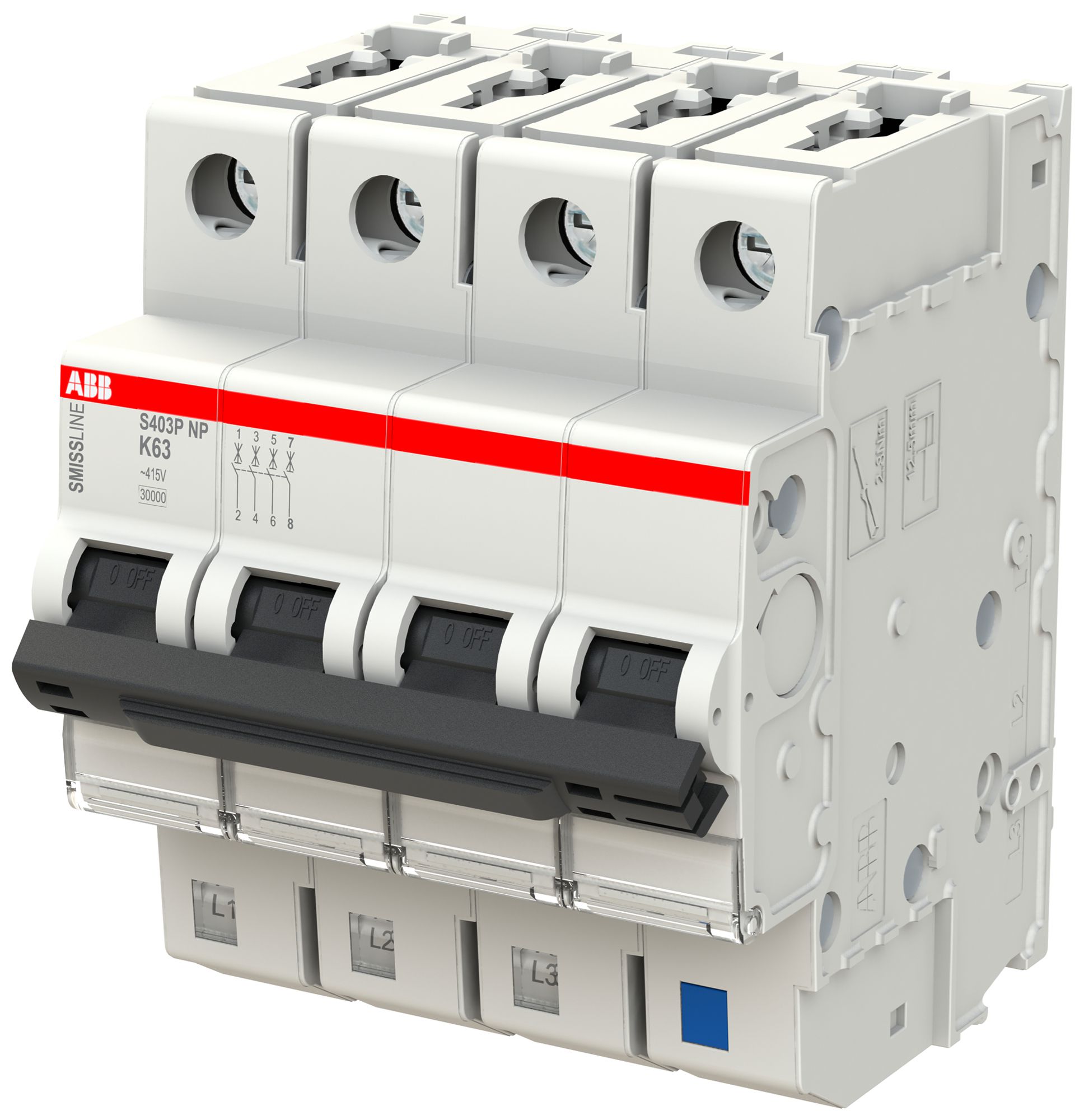 Disjoncteur SMISSLINE TP, 3LN, K, 63A, 20kA