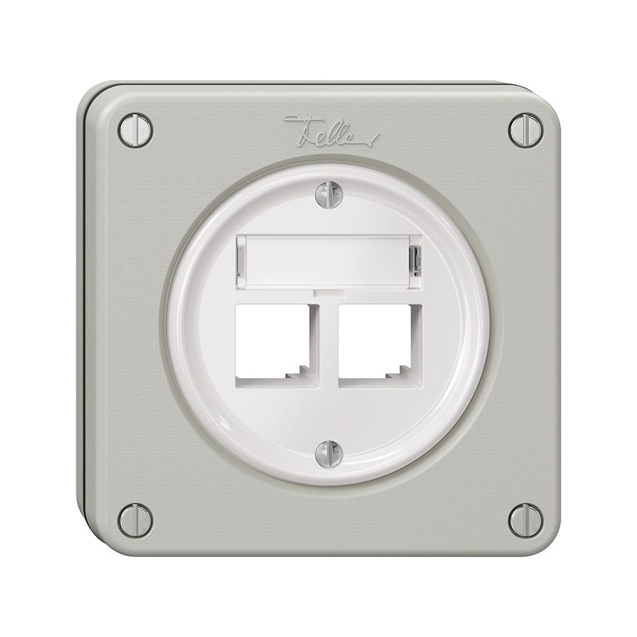 Kit de montage NUPU Feller S-One EASYNET, pour 2×RJ45, profondeur 28 mm, grc