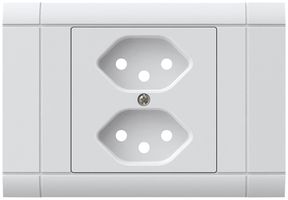 EB-Frontset kallysto für Einbausteckdose 2×Typ 13 Abdeckrahmen steckbar weiss