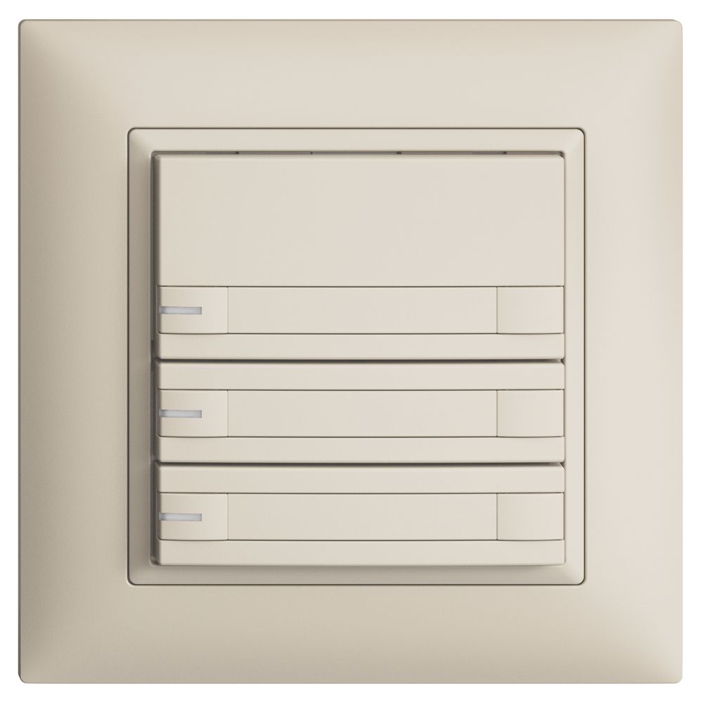 Poussoir KNX RGB ENC EDUE FMI, 250mW, a.LED RGB, papier, 3×pouss., C.2×T., crema