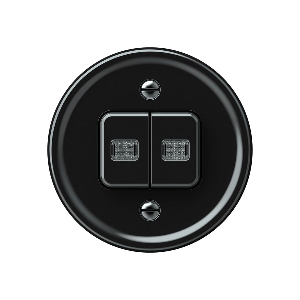 Leuchtdruckschalter origin Sch 1 (3+3) 2×LED 60×60mm schwarz