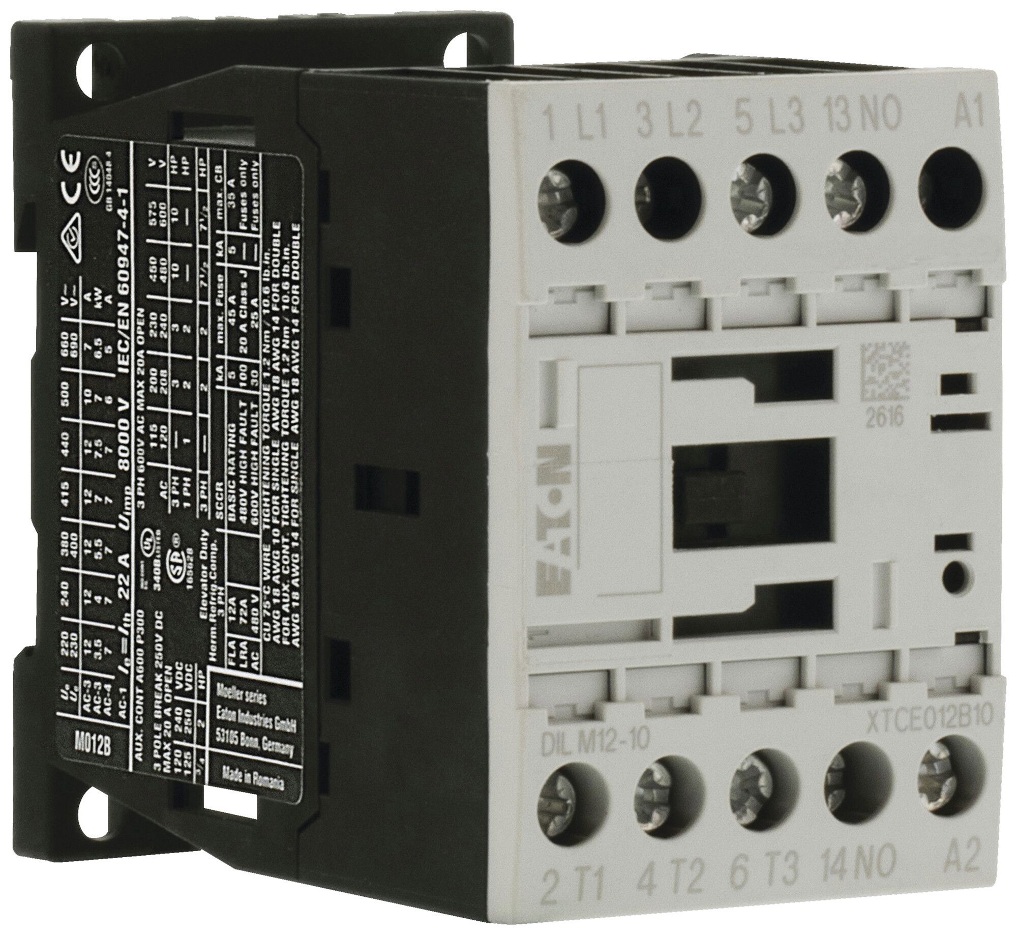 Contacteur de puissance Eaton DILM12-10 24V AC 3NO 22A 12A 5.5kW 7A 3kW 24…690V