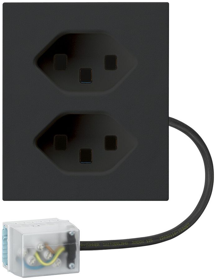 FLF-Steckdose Hager 2×Typ 23 mit Power-Dose L1 D schwarz
