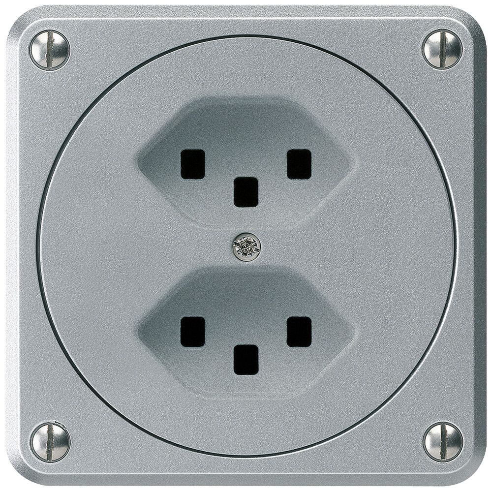 UP-Steckdose robusto 2×Typ 23 aluminium ohne Klappdeckel
