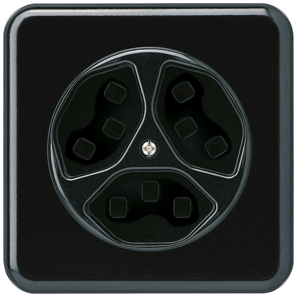 Prise ENC Hager basico 3×type 23 C noir