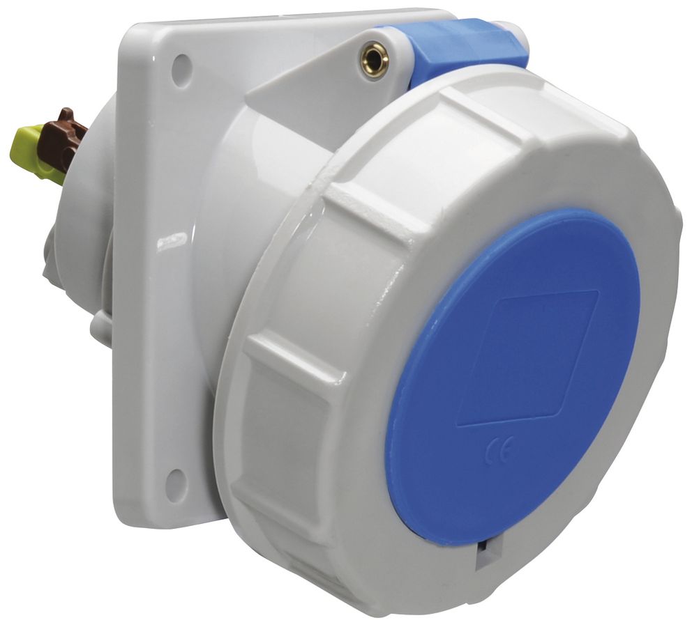 EB-Steckdose CEE Bals schräg 32A 5P 230V 9h IP67 Ni 85×85mm QC