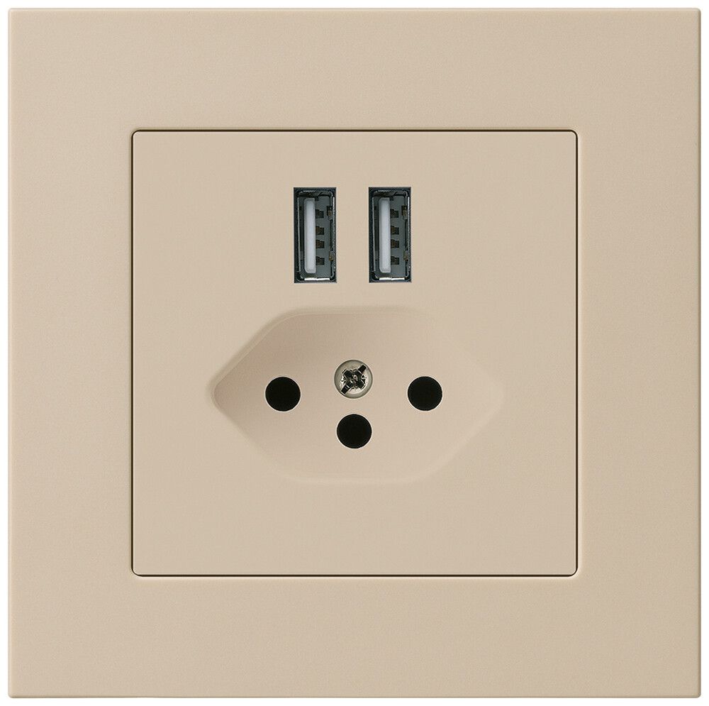 Presa INC 2×USB & T13 kallysto.pro 2400mA avorio chiaro