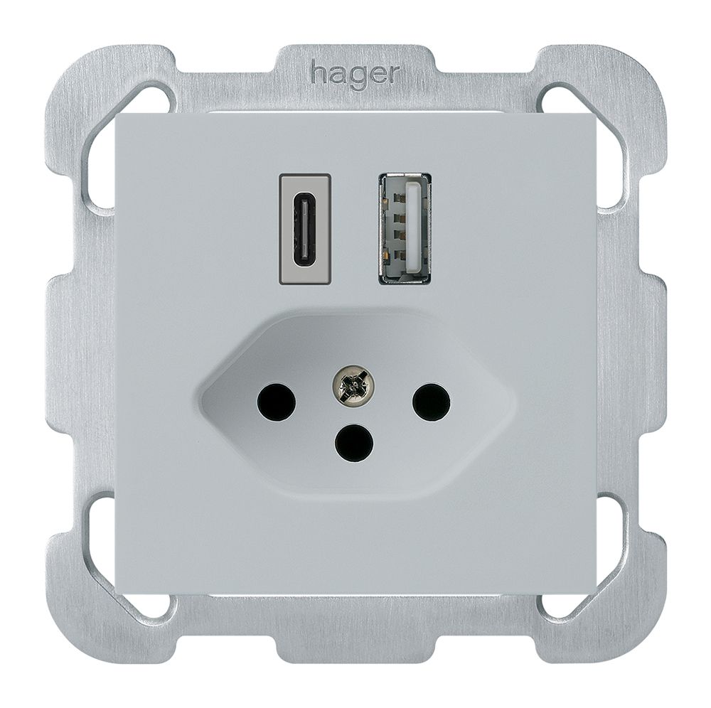 Prise de charge USB ENC kallysto 18W PD 1×type A 1×type C T13 a.plaque fix. grc